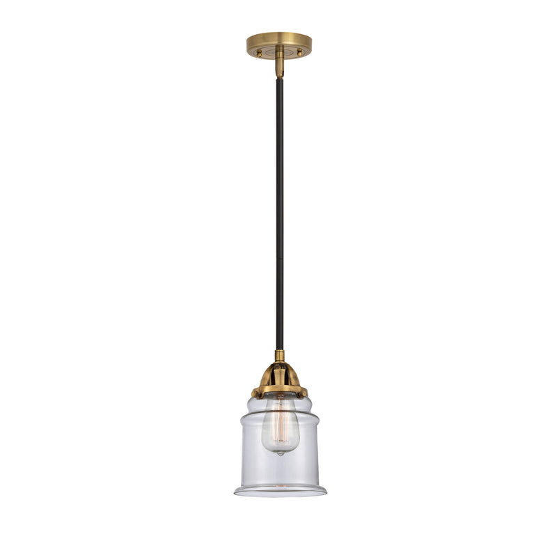 Canton Mini Pendant shown in the Black Antique Brass finish with a Clear shade