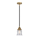 Canton Mini Pendant shown in the Black Antique Brass finish with a Seedy shade