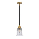 Canton Mini Pendant shown in the Black Antique Brass finish with a Seedy shade