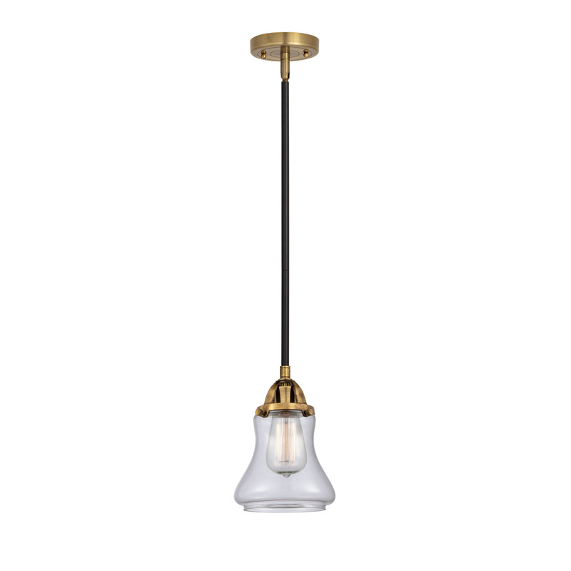 Bellmont Mini Pendant shown in the Black Antique Brass finish with a Clear shade