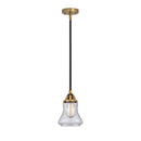 Bellmont Mini Pendant shown in the Black Antique Brass finish with a Seedy shade