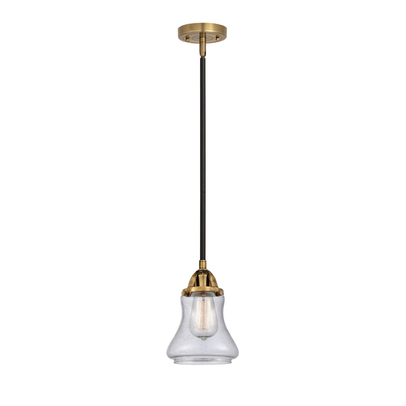 Bellmont Mini Pendant shown in the Black Antique Brass finish with a Seedy shade