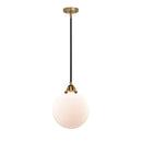 Beacon Mini Pendant shown in the Black Antique Brass finish with a Matte White shade