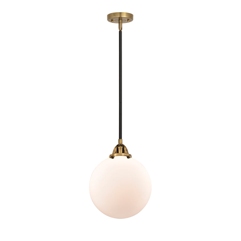 Beacon Mini Pendant shown in the Black Antique Brass finish with a Matte White shade