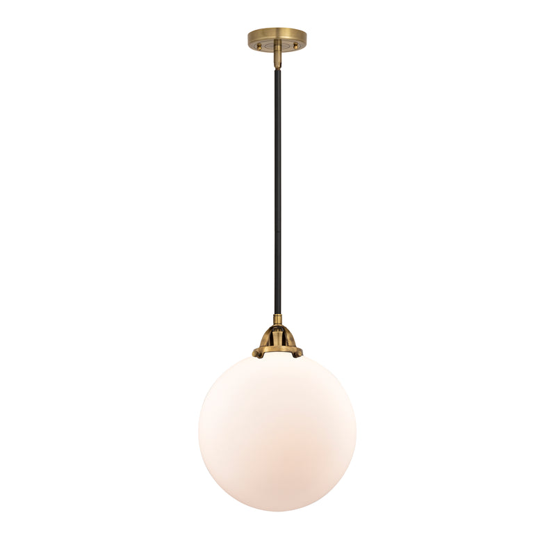 Beacon Mini Pendant shown in the Black Antique Brass finish with a Matte White shade