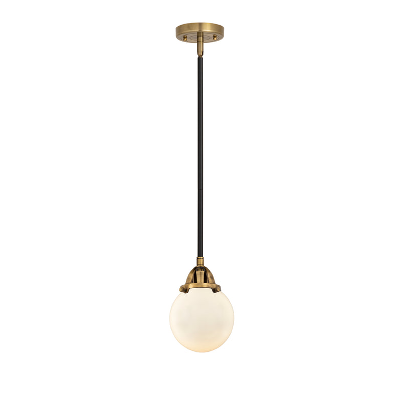 Beacon Mini Pendant shown in the Black Antique Brass finish with a Matte White shade