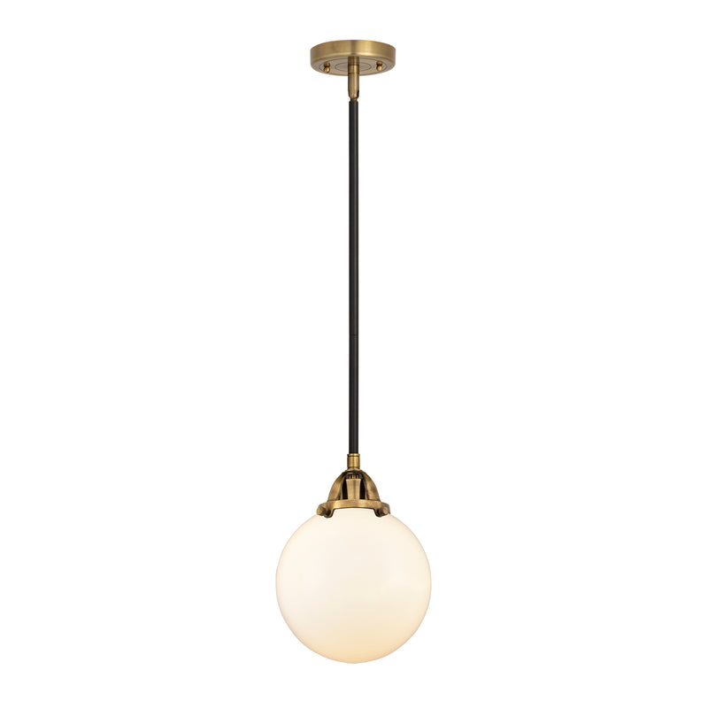 Beacon Mini Pendant shown in the Black Antique Brass finish with a Matte White shade