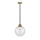 Beacon Mini Pendant shown in the Black Antique Brass finish with a Seedy shade