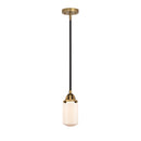 Dover Mini Pendant shown in the Black Antique Brass finish with a Matte White shade