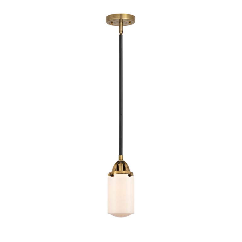 Dover Mini Pendant shown in the Black Antique Brass finish with a Matte White shade