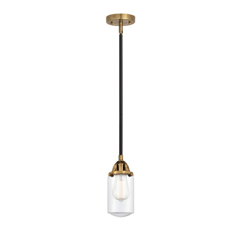 Dover Mini Pendant shown in the Black Antique Brass finish with a Clear shade