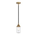 Dover Mini Pendant shown in the Black Antique Brass finish with a Seedy shade