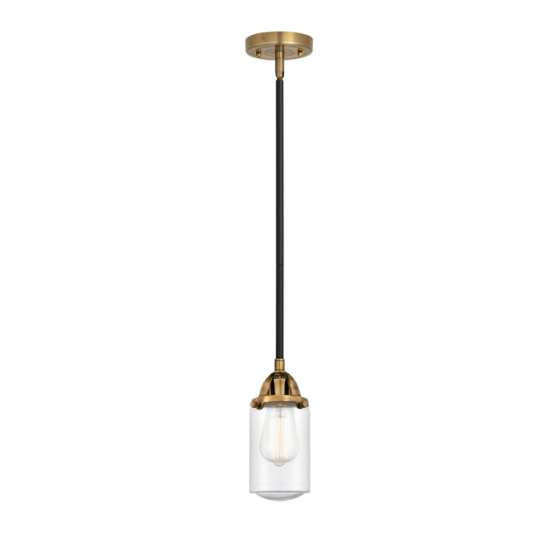 Dover Mini Pendant shown in the Black Antique Brass finish with a Seedy shade