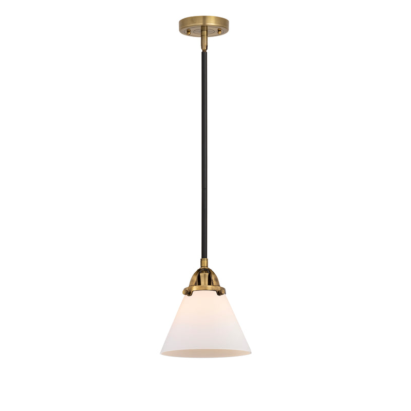 Cone Mini Pendant shown in the Black Antique Brass finish with a Matte White shade