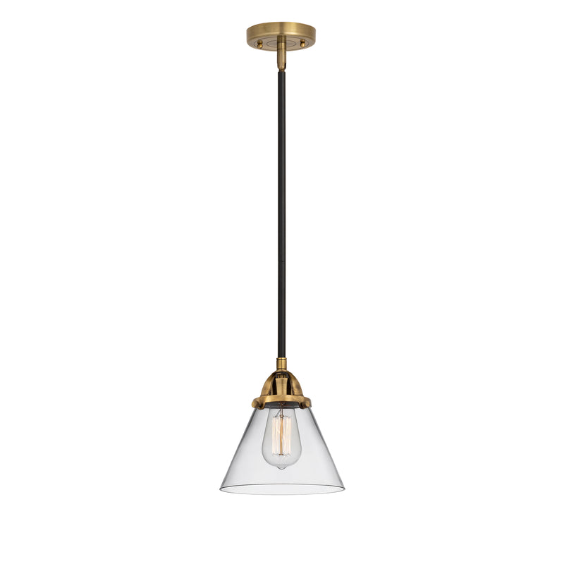 Cone Mini Pendant shown in the Black Antique Brass finish with a Clear shade