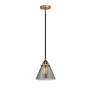 Cone Mini Pendant shown in the Black Antique Brass finish with a Plated Smoke shade