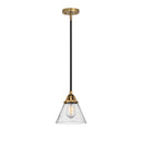 Cone Mini Pendant shown in the Black Antique Brass finish with a Seedy shade