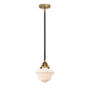 Oxford Mini Pendant shown in the Black Antique Brass finish with a Matte White shade