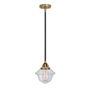 Oxford Mini Pendant shown in the Black Antique Brass finish with a Seedy shade