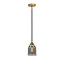 Bell Mini Pendant shown in the Black Antique Brass finish with a Plated Smoke shade