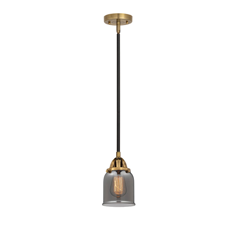 Bell Mini Pendant shown in the Black Antique Brass finish with a Plated Smoke shade