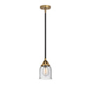 Bell Mini Pendant shown in the Black Antique Brass finish with a Seedy shade