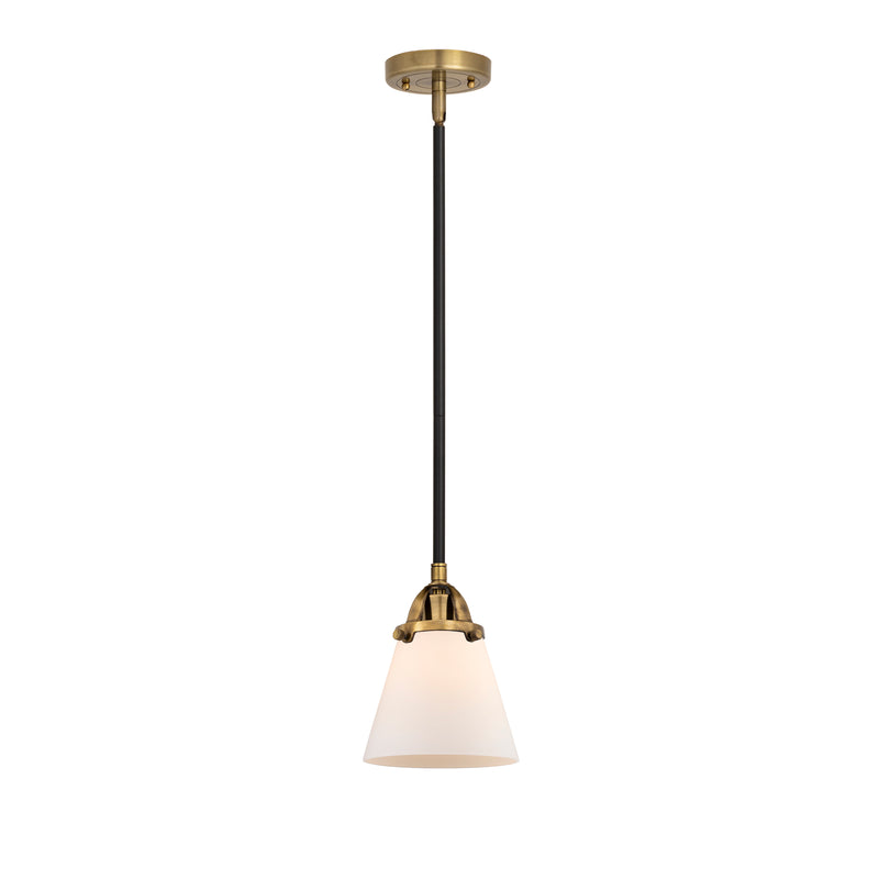 Cone Mini Pendant shown in the Black Antique Brass finish with a Matte White shade