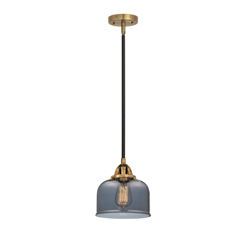 Bell Mini Pendant shown in the Black Antique Brass finish with a Plated Smoke shade