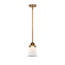 Canton Mini Pendant shown in the Brushed Brass finish with a Matte White shade