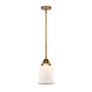 Canton Mini Pendant shown in the Brushed Brass finish with a Matte White shade