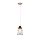 Canton Mini Pendant shown in the Brushed Brass finish with a Clear shade