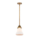 Bellmont Mini Pendant shown in the Brushed Brass finish with a Matte White shade