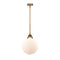 Beacon Mini Pendant shown in the Brushed Brass finish with a Matte White shade