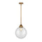 Beacon Mini Pendant shown in the Brushed Brass finish with a Clear shade