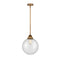 Beacon Mini Pendant shown in the Brushed Brass finish with a Seedy shade