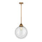 Beacon Mini Pendant shown in the Brushed Brass finish with a Seedy shade