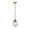 Beacon Mini Pendant shown in the Brushed Brass finish with a Seedy shade