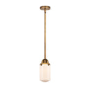 Dover Mini Pendant shown in the Brushed Brass finish with a Matte White shade