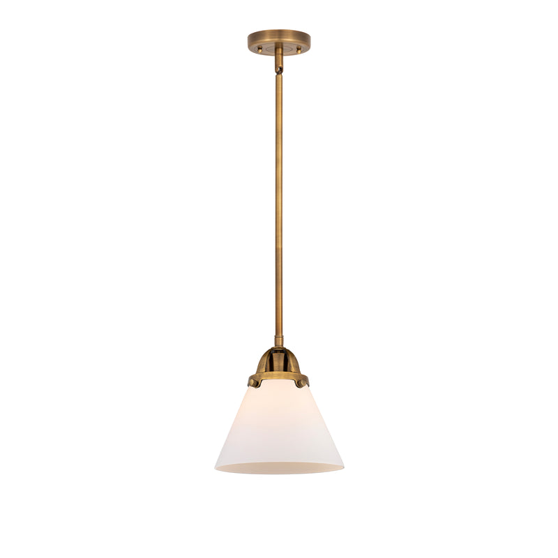 Cone Mini Pendant shown in the Brushed Brass finish with a Matte White shade