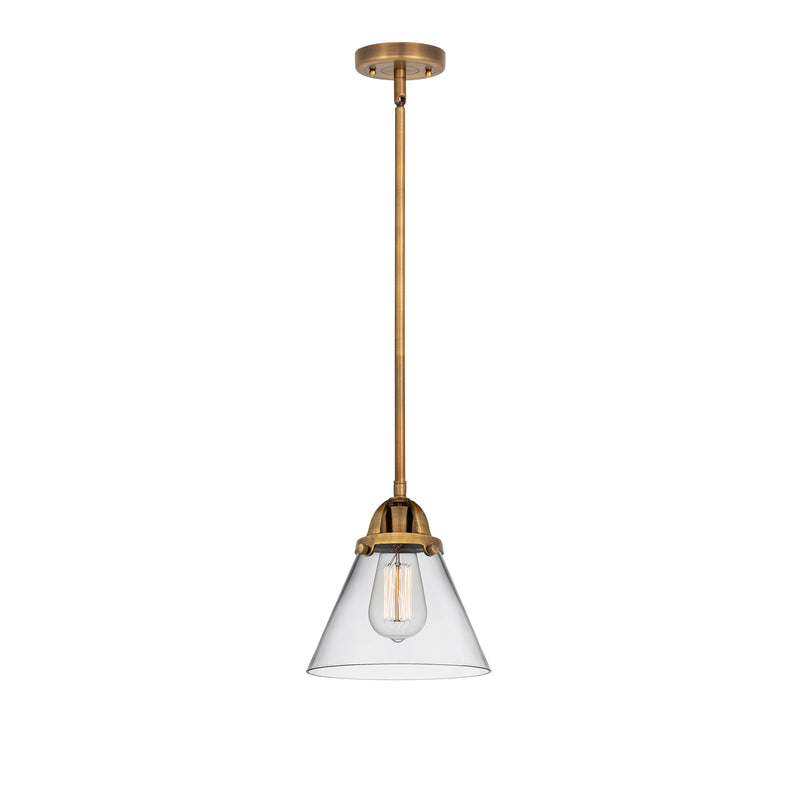 Cone Mini Pendant shown in the Brushed Brass finish with a Clear shade