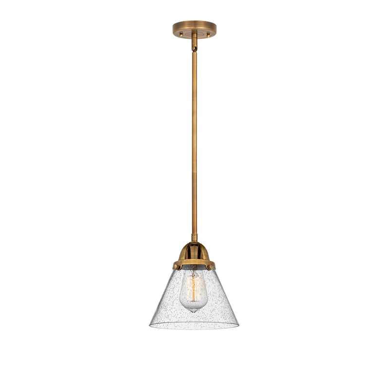 Cone Mini Pendant shown in the Brushed Brass finish with a Seedy shade