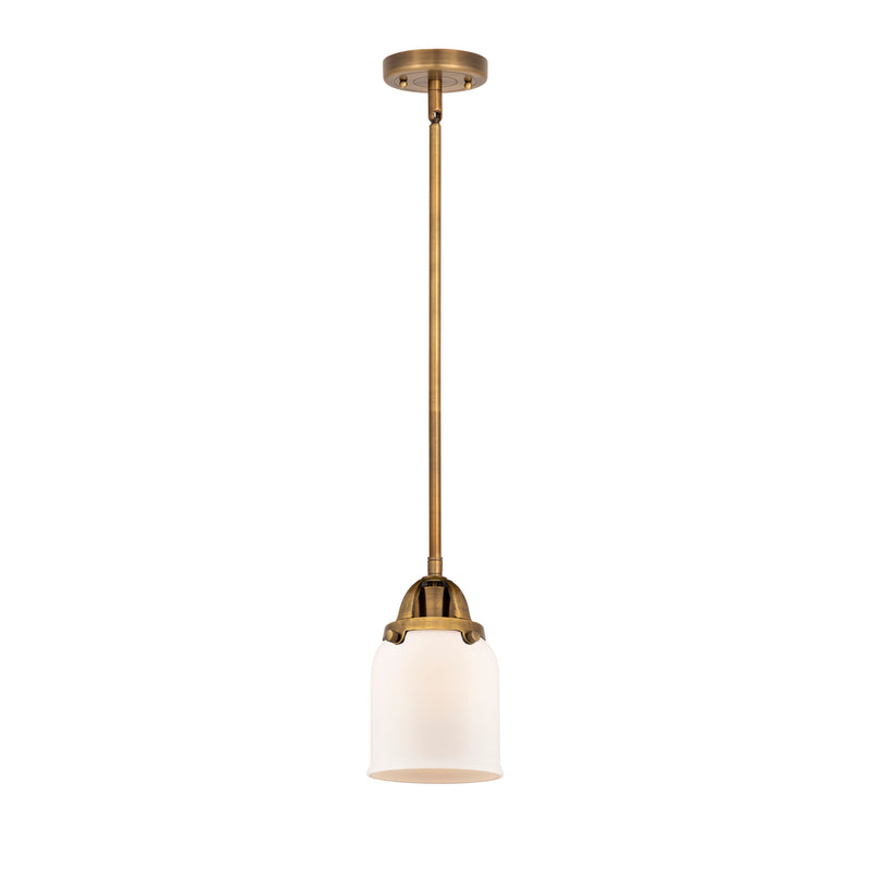 Bell Mini Pendant shown in the Brushed Brass finish with a Matte White shade