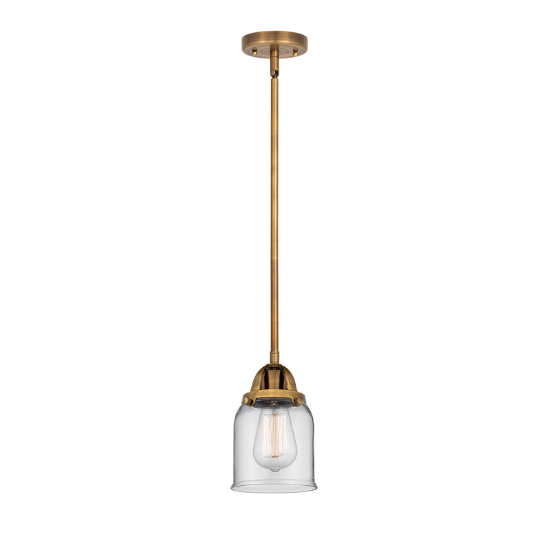 Bell Mini Pendant shown in the Brushed Brass finish with a Clear shade