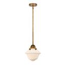 Oxford Mini Pendant shown in the Brushed Brass finish with a Matte White shade