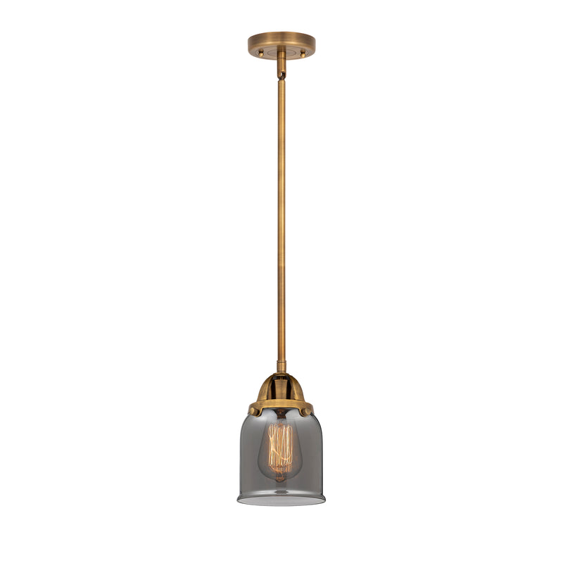 Bell Mini Pendant shown in the Brushed Brass finish with a Plated Smoke shade