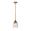 Bell Mini Pendant shown in the Brushed Brass finish with a Seedy shade