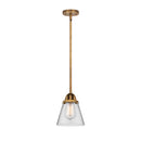 Cone Mini Pendant shown in the Brushed Brass finish with a Clear shade