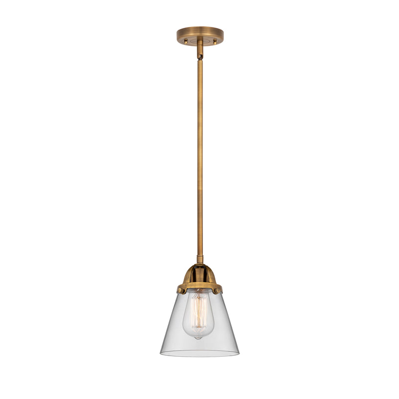 Cone Mini Pendant shown in the Brushed Brass finish with a Clear shade