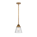 Cone Mini Pendant shown in the Brushed Brass finish with a Seedy shade