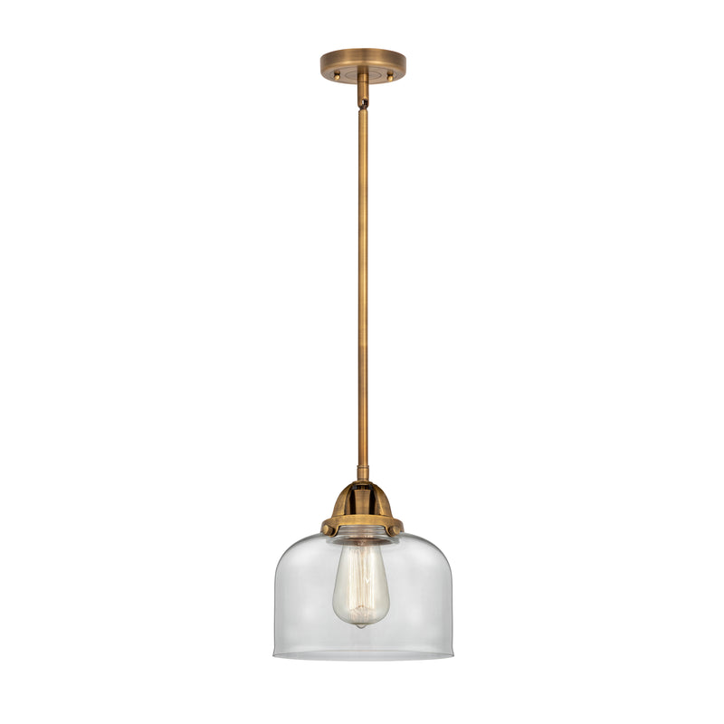 Bell Mini Pendant shown in the Brushed Brass finish with a Clear shade